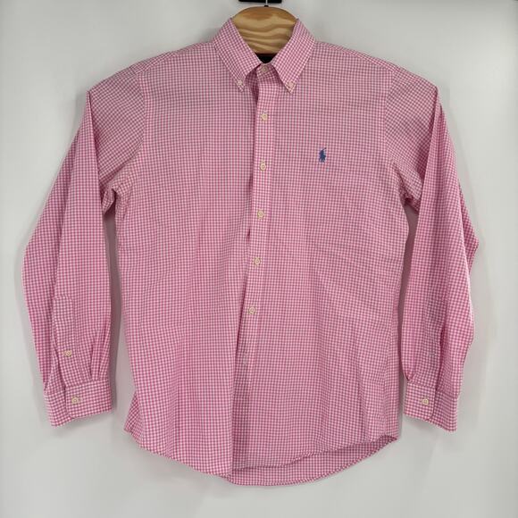 Ralph Lauren Medium Pink White Gingham Check Button Down Long Sleeve Shirt - Picture 4 of 5